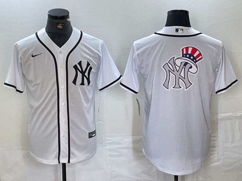 Men New York Yankees Blank White Third generation joint name Nike 2024 MLB Jersey style 10->new york yankees->MLB Jersey